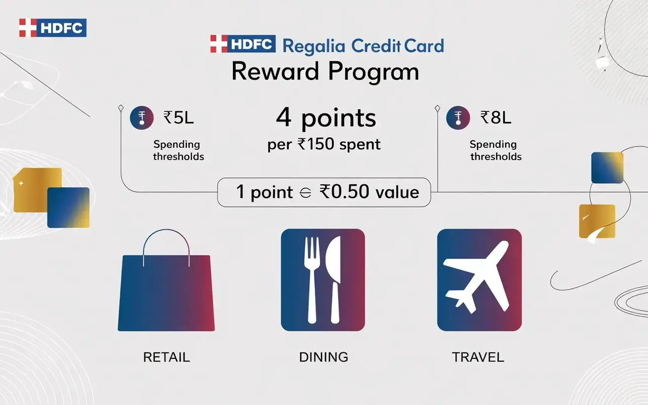 HDFC Regalia Credit Card reward points chart and milestone benefits
