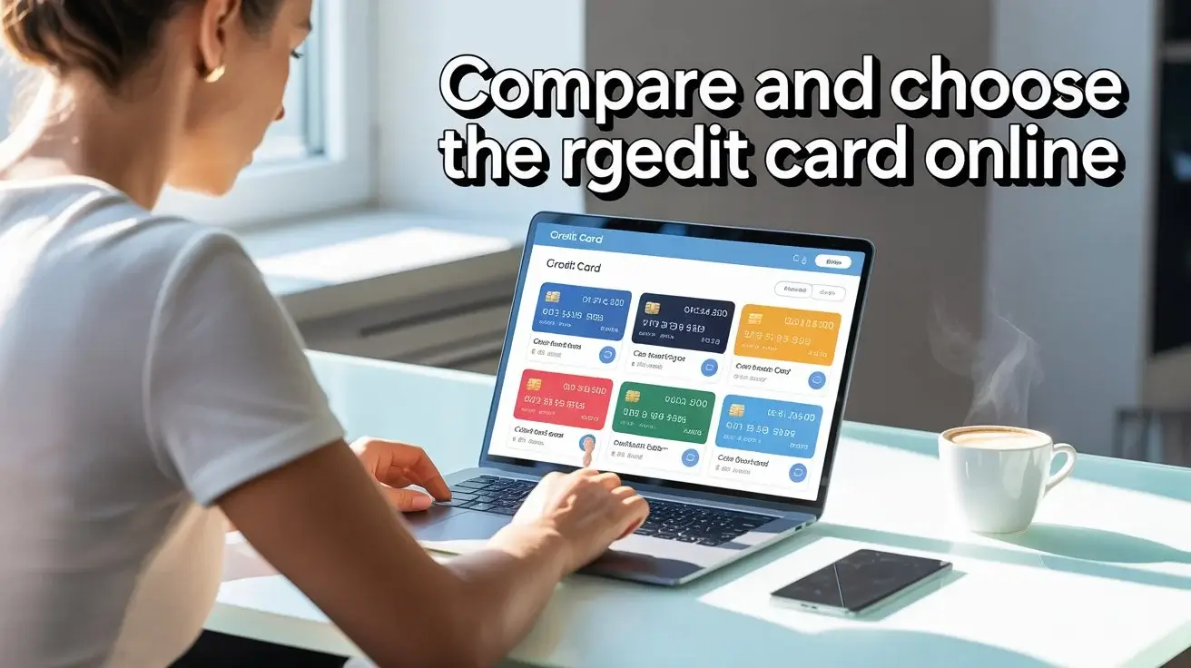 Person comparing multiple credit cards online to find the best one.